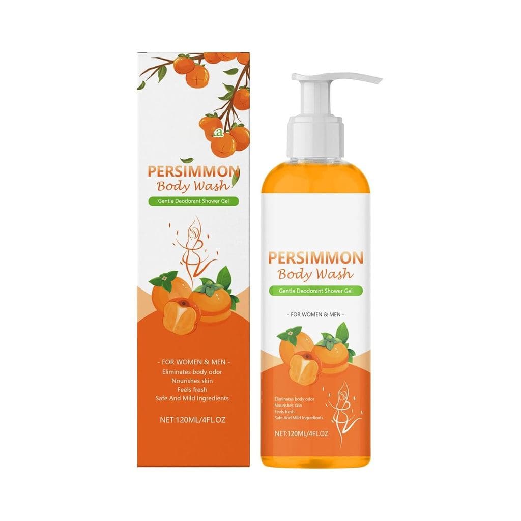 Sabonete Líquido de Caqui para Controle de Odor |   Limpador Corporal Refrescante e Hidratante |   para Limpeza Profunda