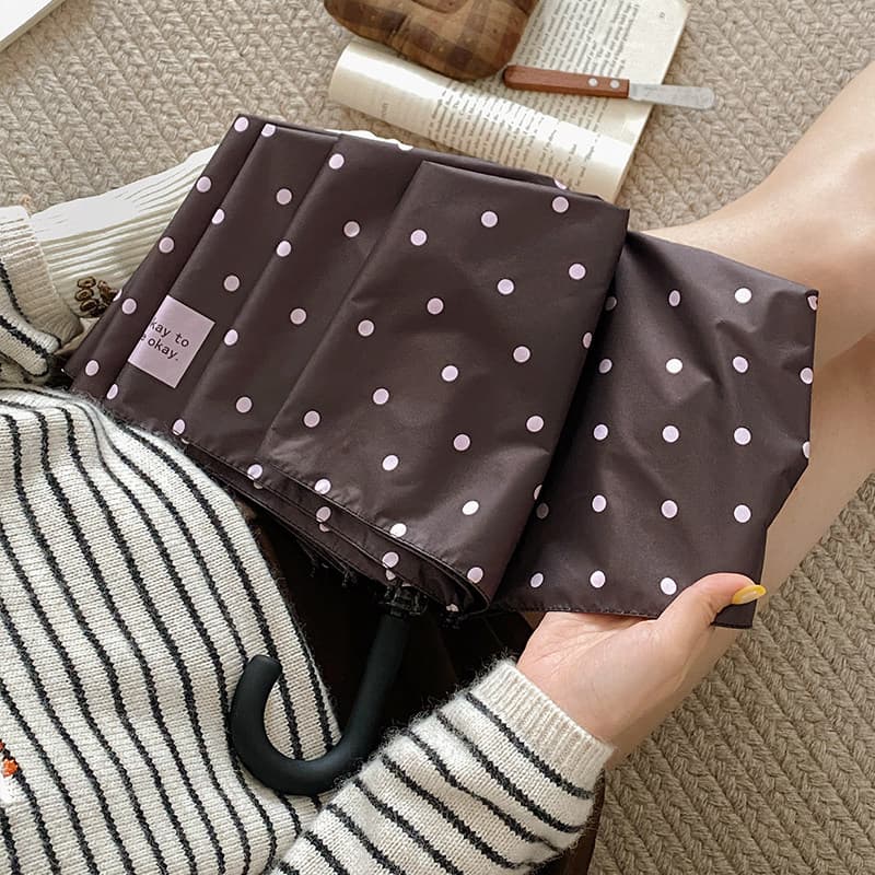 Alemão novo estilo Polka Dot dobrável guarda-chuva protetor solar ultravioleta vinil pára-sol chuva ou chuva dupla utili