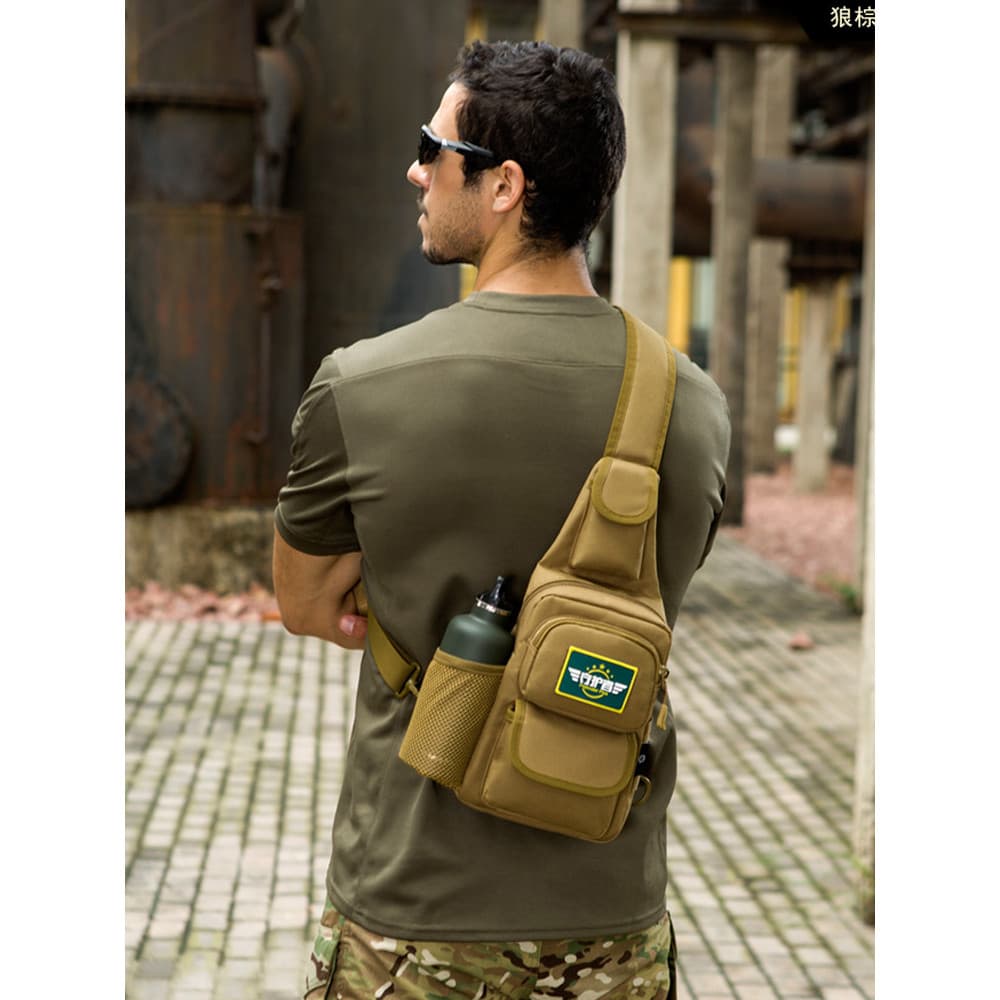 Guardian tático saco de peito masculino ombro mensageiro saco multifuncional garrafa água cintura saco ao ar livre lona