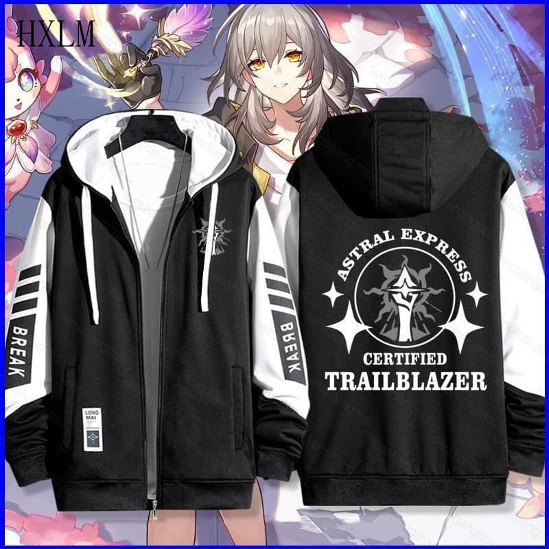 Jaqueta com Capuz e Zíper Flip Honkai Star Rail Trailblazer Anime Unissex YO953