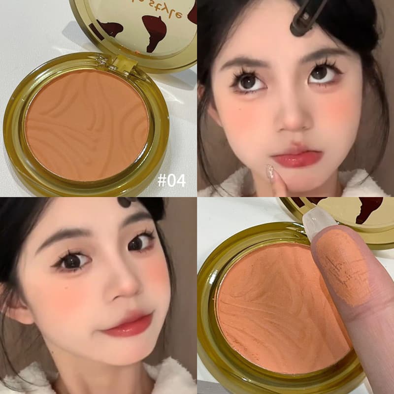 Blush de maquiagem Nude Natural tudo-em-um pó prensado renderização de cores pó delicado Rouge reparação luz clareamento