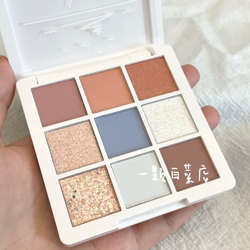Ausu ausu paleta de sombras de nove cores perolado brilho de água iluminando leite sal branco pêssego azul mar brisa pes