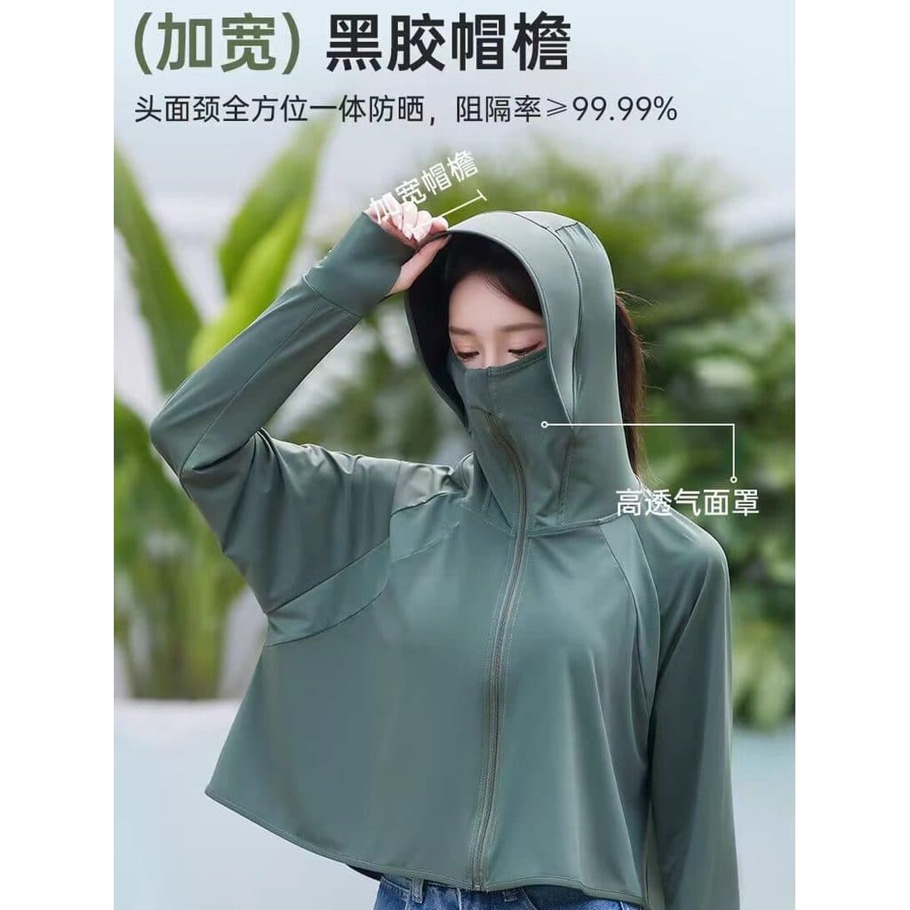 Xale protetor solar roupas femininas verão vinil borda upF50 + Anti-ultravioleta fio cru gelo seda respirável pára-sol p
