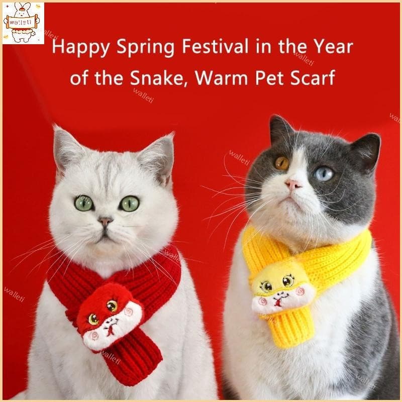 3 Pçs Adorável Cachecol Para Animais Estimação Cães Gatos Ano Festival Tema Quente Malha Colar Frio
