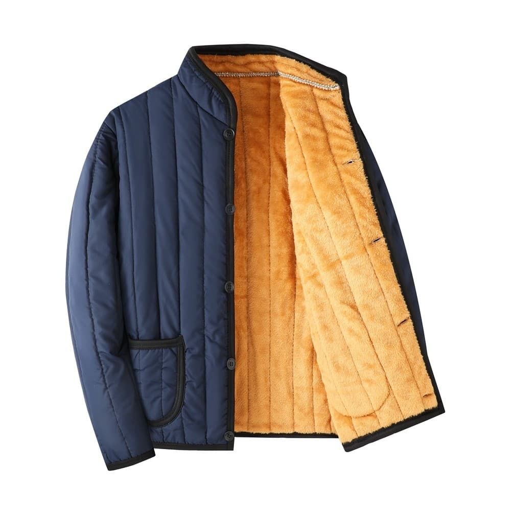 Pai outono inverno jaqueta acolchoada de algodão masculina de meia-idade acolchoada de lã grossa jaqueta acolchoada médi
