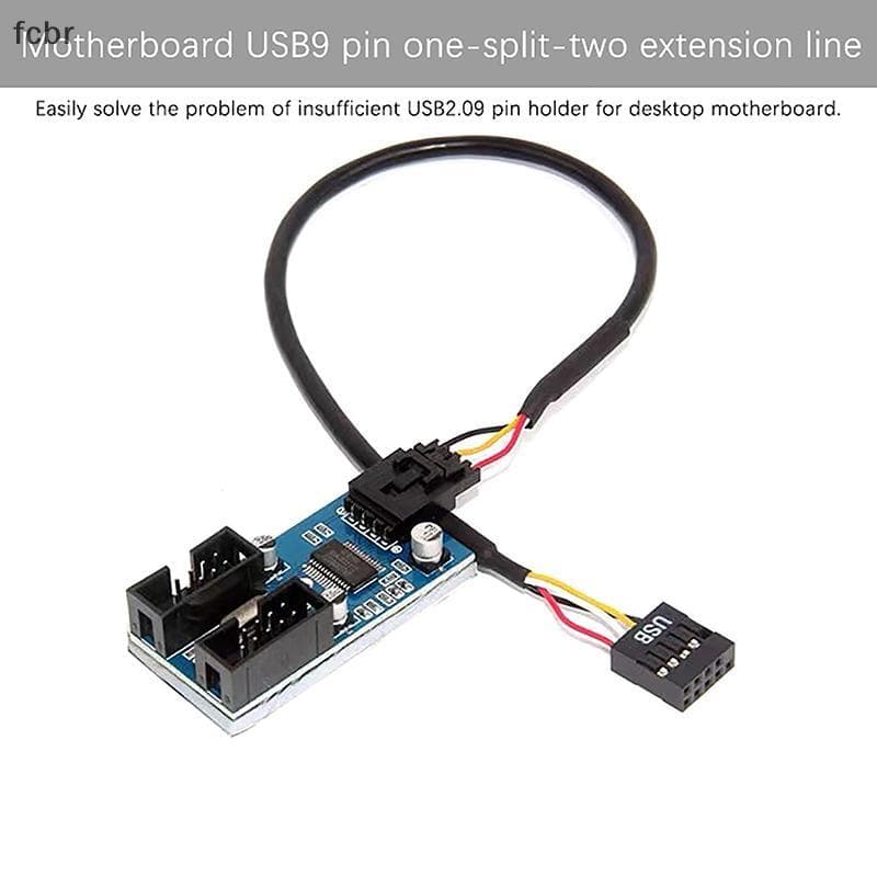 fcbr Divisor De Extensão De Placa-Mãe USB De 9 Pinos 1 A 2 Cabos Adaptador De Hub 2.0 De Mesa