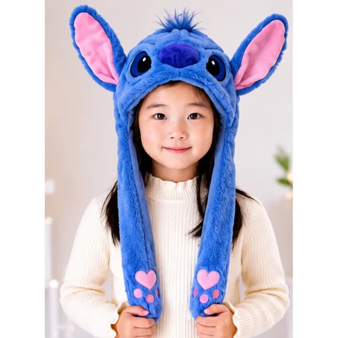 Touca Levanta Orelha Stitch Gorro Inverno Infantil