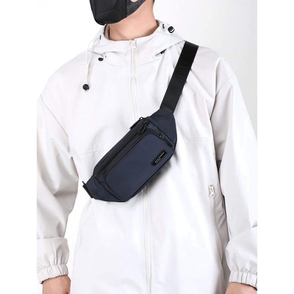 Bolsa de cintura esportiva masculina, bolsa mensageiro para celular, bolsa de peito de lona masculina, coleção de negóci
