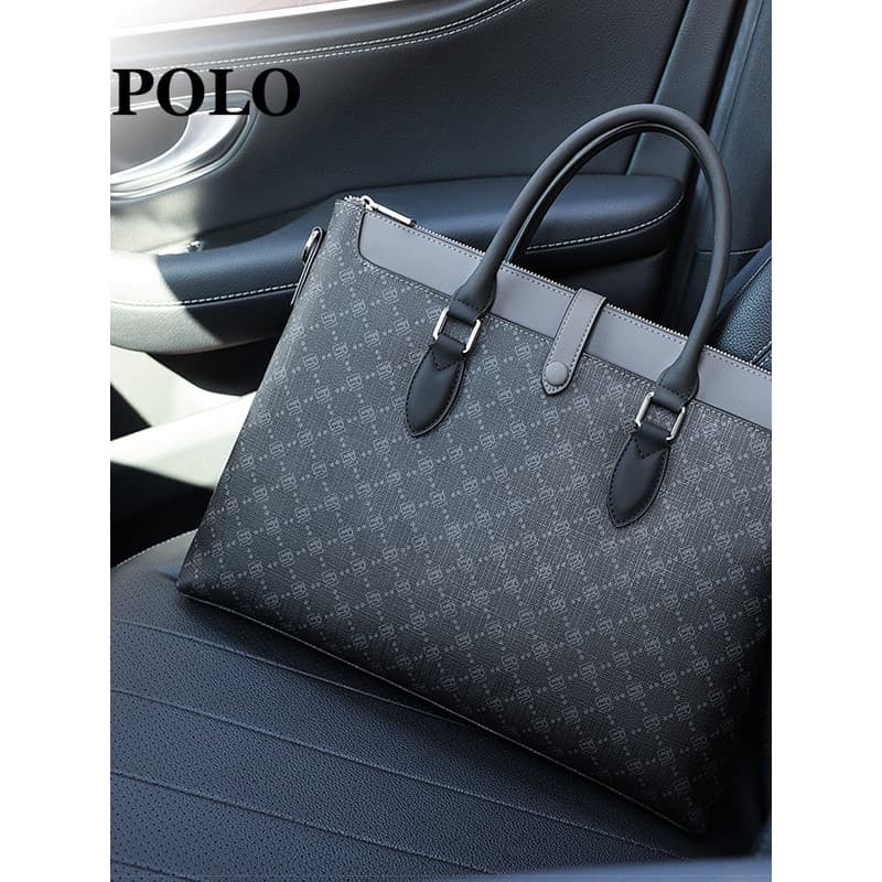 Polo bolsa de negócios Casual maleta masculina PVC novo estilo 47cm bolsa de computador moda bolsa mensageiro de ombro