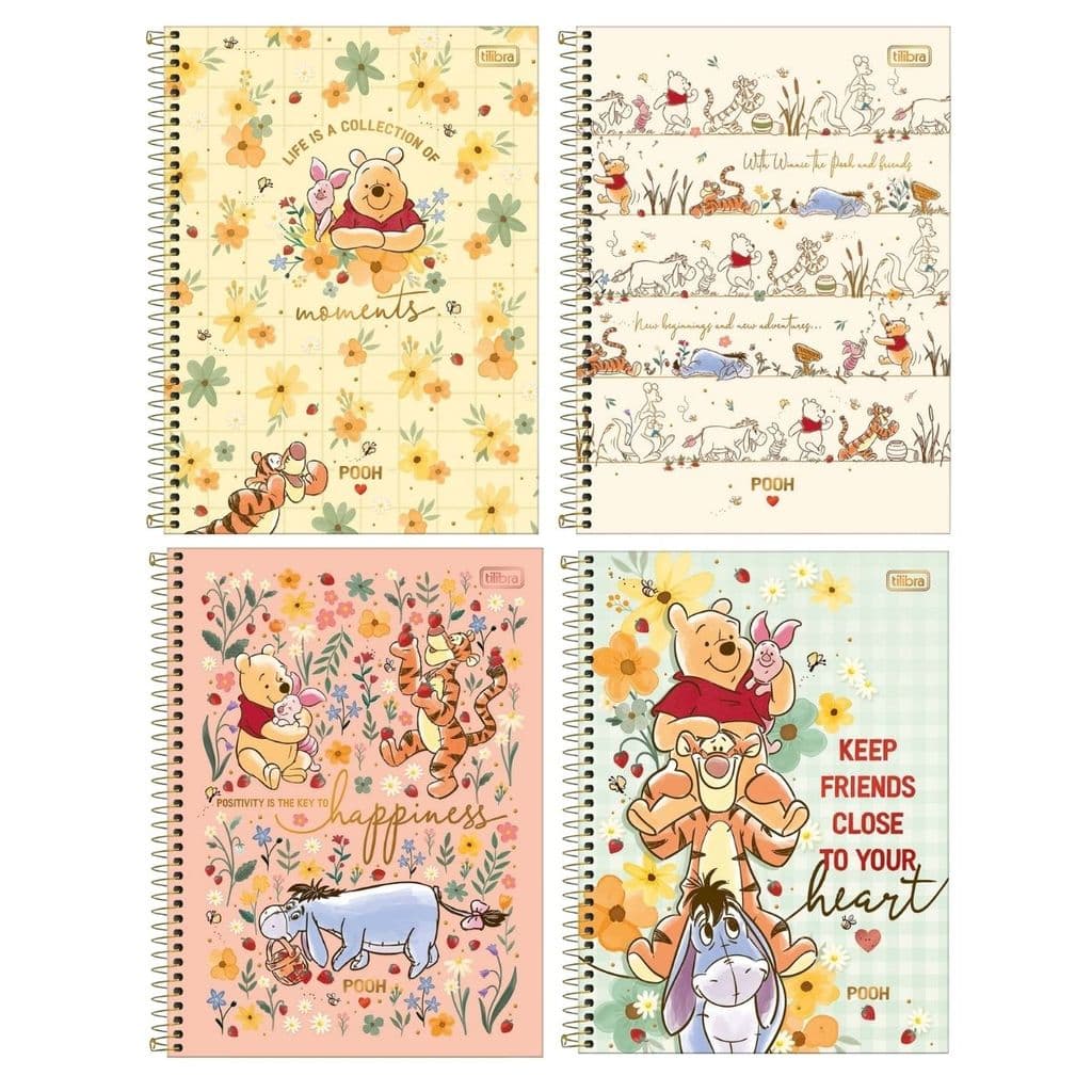 Caderno Universitário 10 Matérias 160 Folhas Pooh Tilibra