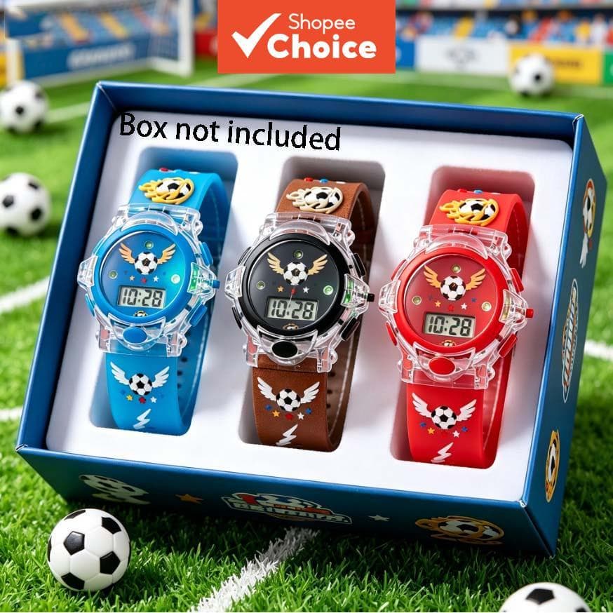 Conjunto De Relógio Digital Infantil Tema De Futebol 3 Pacotes Meninos De Pulso Esportivo Presente 3 Cores