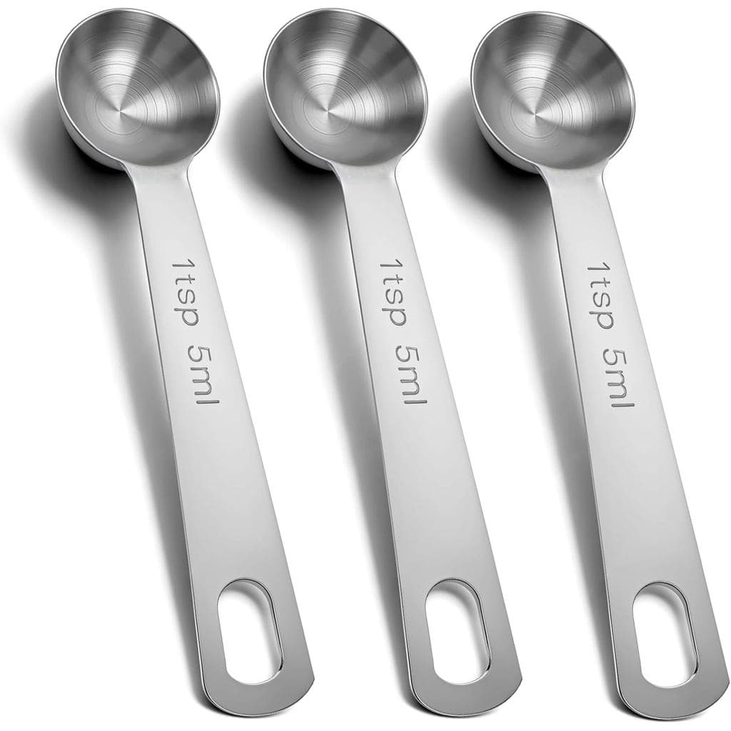 1 Colher Medidora de Chá, 3 Peças de Utensílios de Cozinha em Aço Inoxidável com Design Curto para Medição Precisa de Al