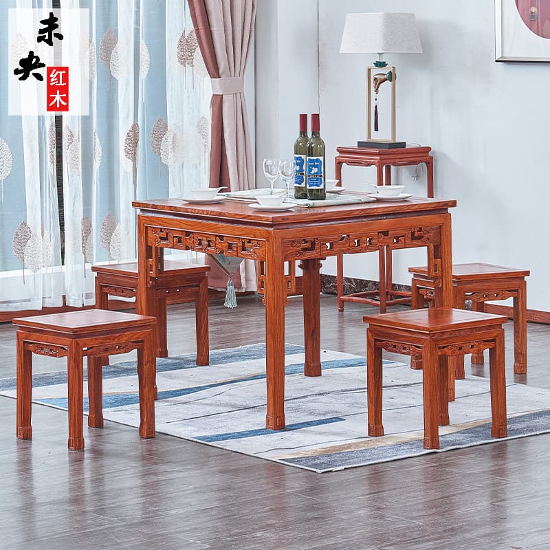 Mogno oito mesa imortal quadrado ouriço vermelho sândalo mesa quadrada estilo chinês pequeno antigo madeira maciça afric