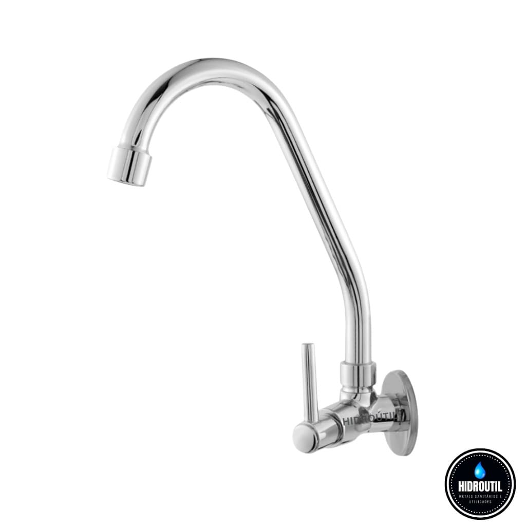 Torneira ABS Para Cozinha Parede Com Tubo Inox  1/4 de Volta