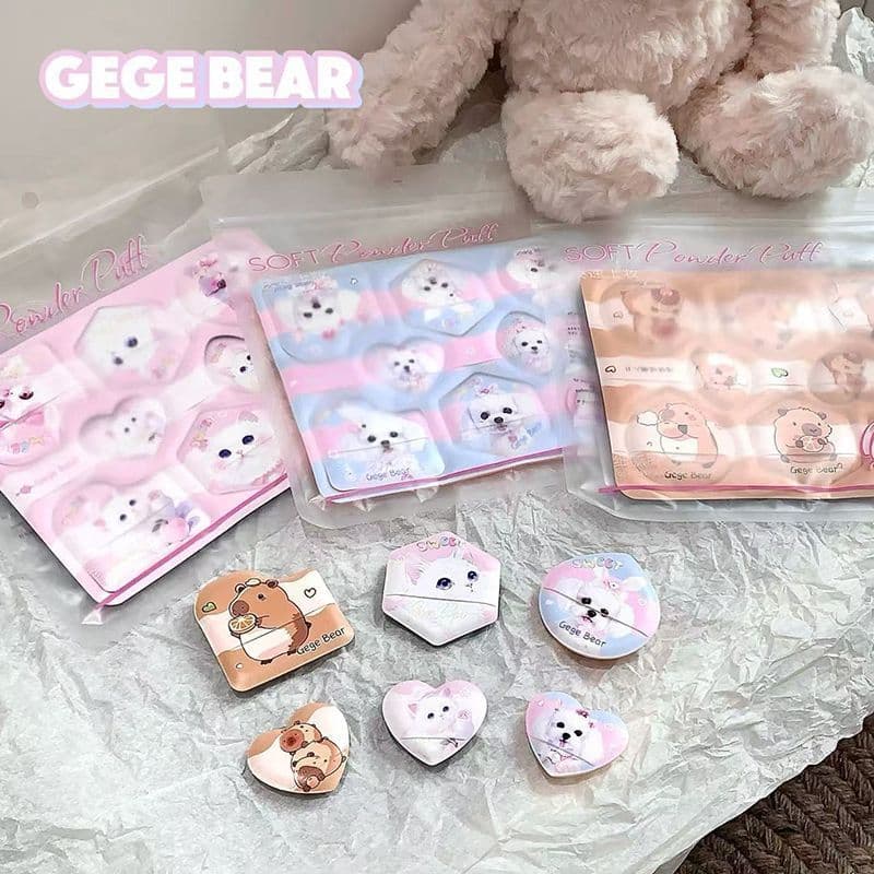Gogo urso escolhendo puff base líquida almofada puff portátil Super macio não é fácil de comer pó molhado seco dupla uti