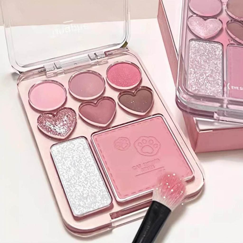 Paleta de sombras amor Blush destaque paleta tudo-em-um rosa marrom terra cor barato baixa saturação luz diária maquiage