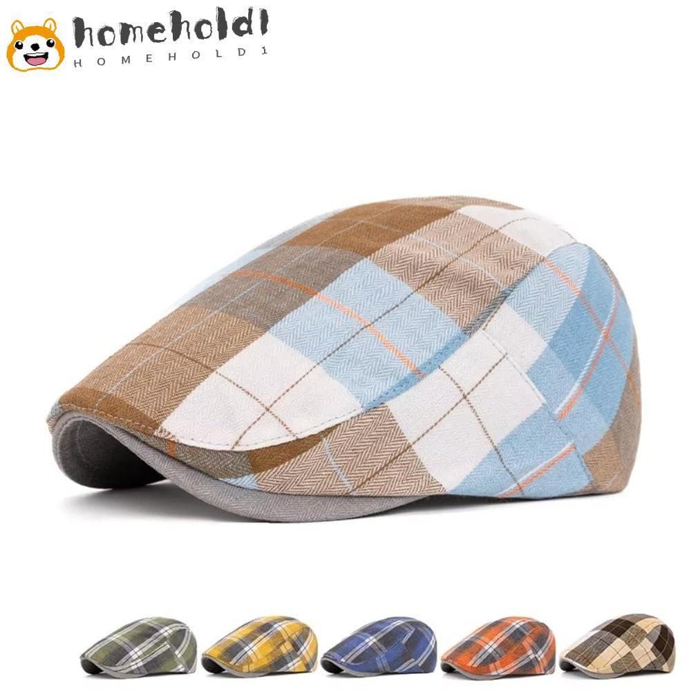 Chapéu De Boinas HOMEUVOE , Boné Liso Retrô Britânico De Primavera Outono , Design Fino , Artístico Xadrez Colorido Para