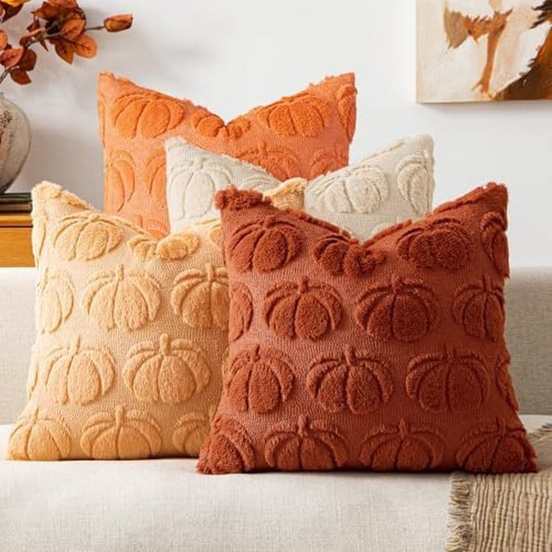 Capas De Almofada De Abóbora De Outono MIULEE Conjunto De 4 X 18 Polegadas-Almofadas Decorativas De Pelúcia Macias E Aco