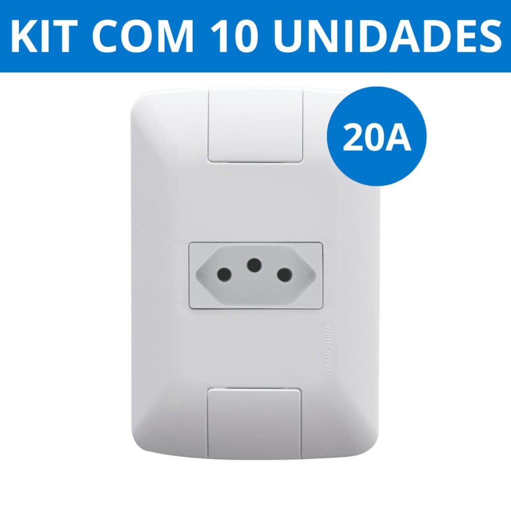 Kit 10 Tomadas Conjunto Simples 20A 4x2 Linha Aria BrancaTramontina
