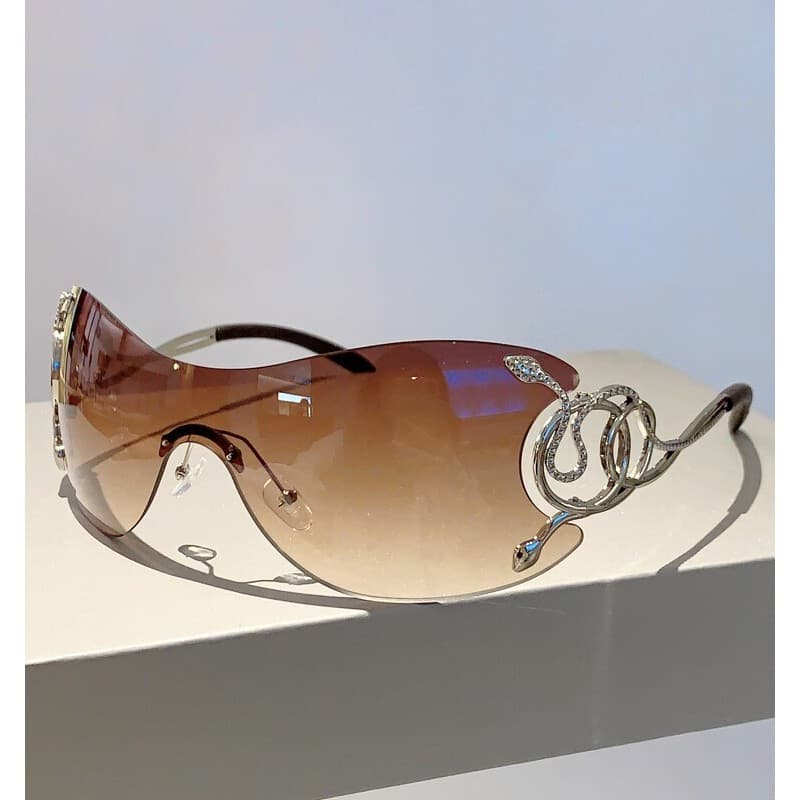Novo estilo conjunto sem moldura óculos de sol moda única cobra templo rua tiro ao ar livre protetor solar óculos de sol