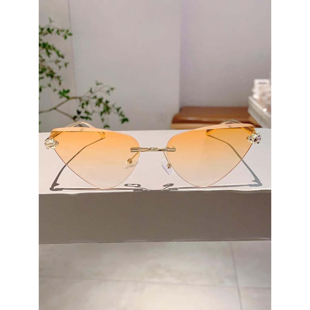 Influenciador mesmo estilo triângulo olho de gato sem moldura corte borda moda óculos de sol High-End sentimento simples
