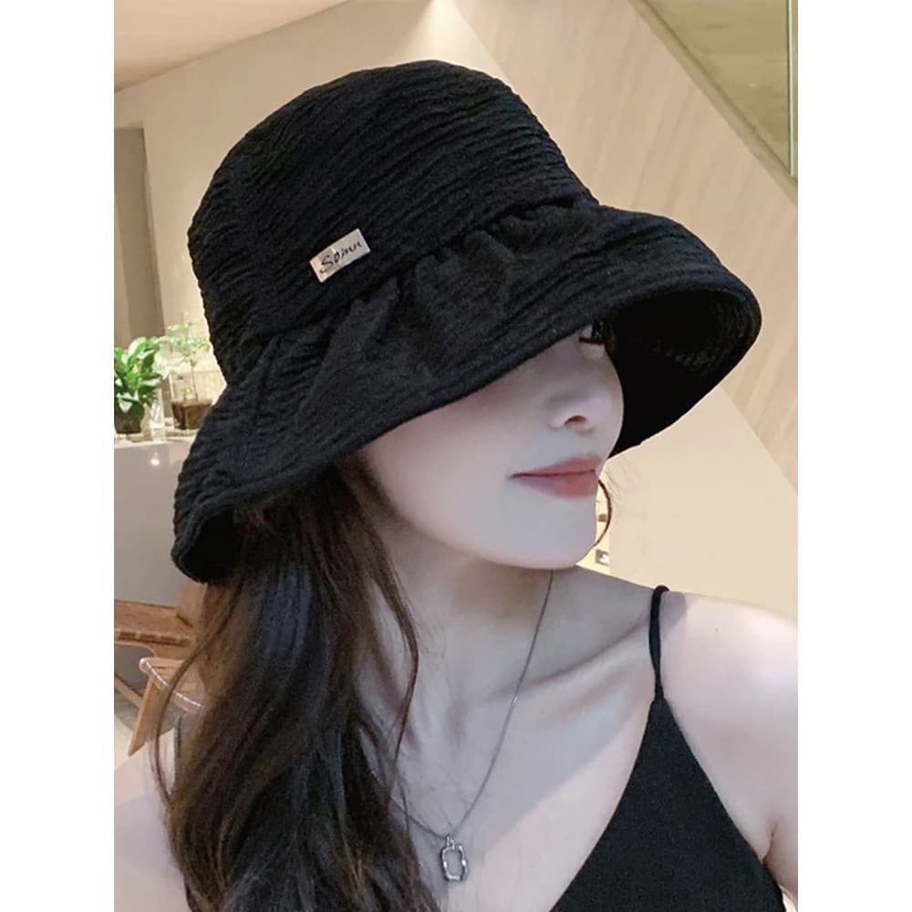 Verão Hepburn estilo balde chapéu feminino ao ar livre pára-sol protetor solar chapéu All-Match elegante rosto pequena c