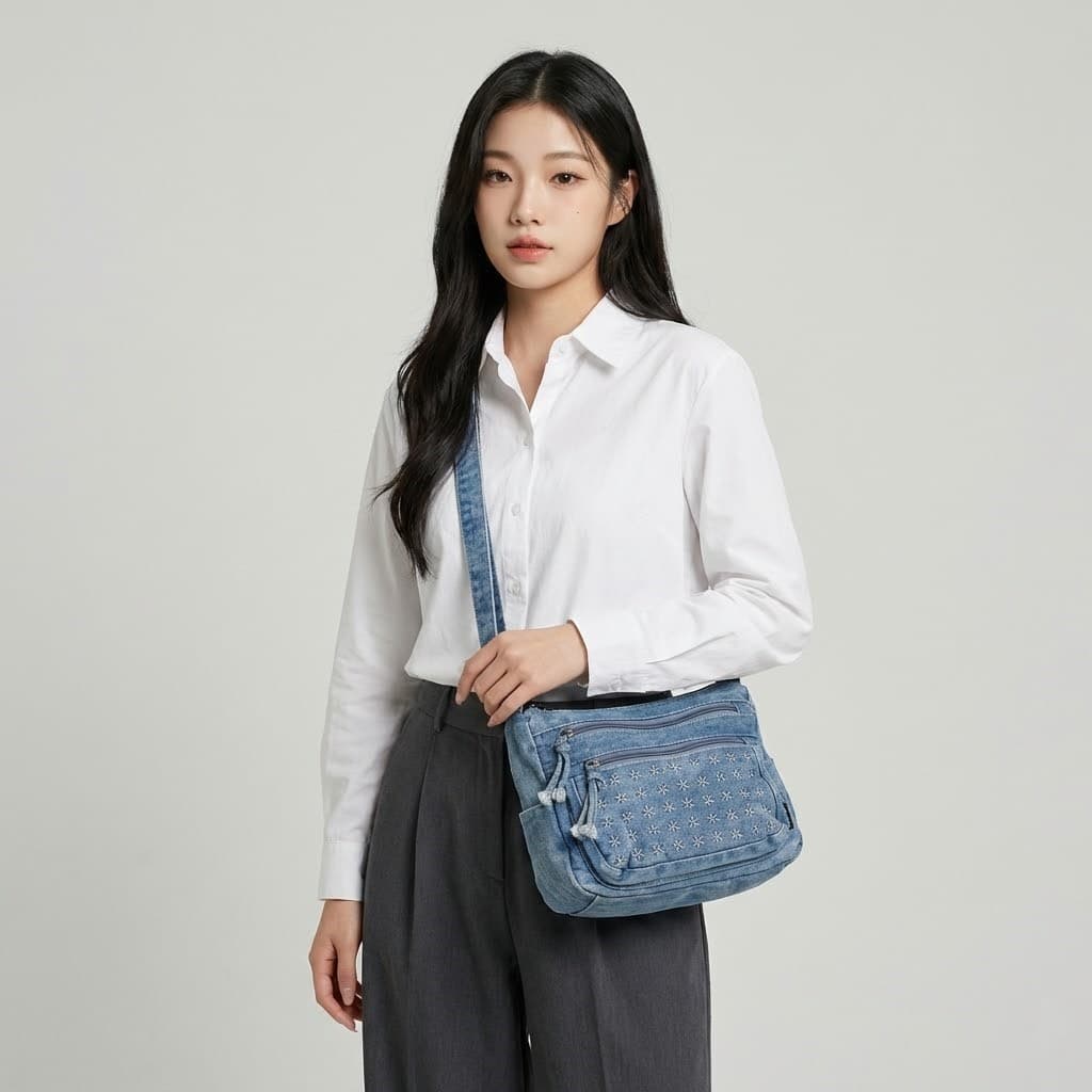 Denim Multi-camada saco Retro bolsa de ombro americano feminino mochila viagem mãe saco de meia-idade mãe-em-
