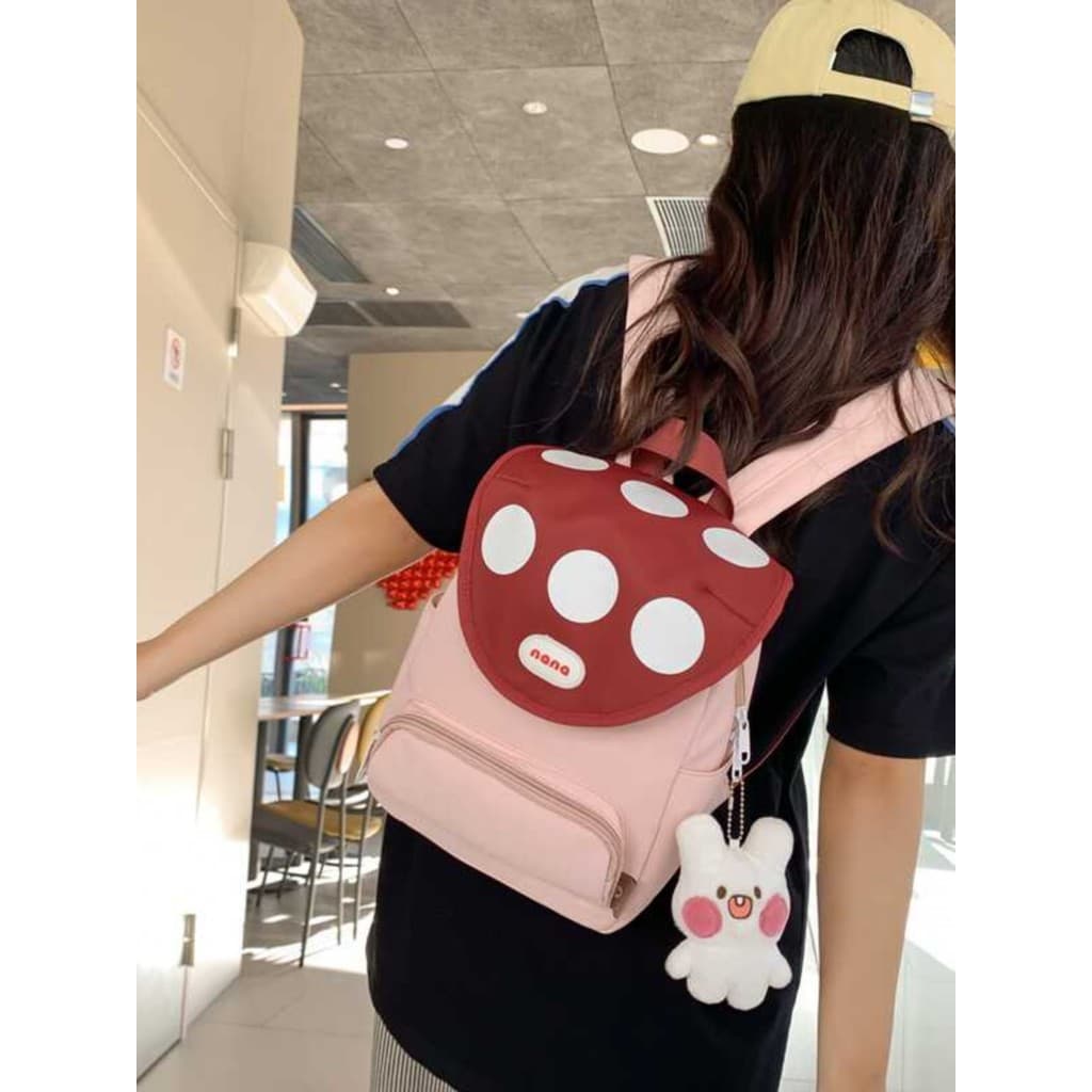 Novo Casual All-Match Outing saco feminino Campus mochila novo bonito cogumelo mochila jardim de infância saco de escola