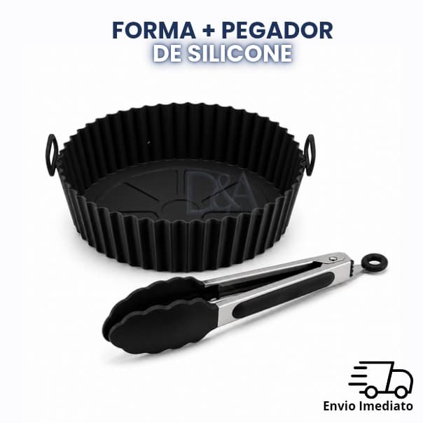 Kit Forma Para Air Fryer E Pegador Em Silicone Forno Cozinha