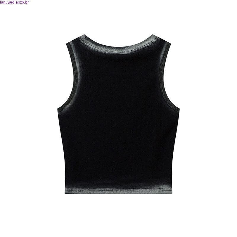 Estilo americano rua angustiado borboleta remendo sem mangas colete feminino quente estilo menina magro-ajuste mais magr