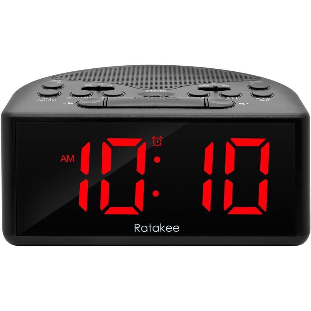 Rádio Despertador Digital para Quarto com Rádio AM/FM, Porta para Fones de Ouvido, Dígitos LED de 1,4” de Fácil Leitura,