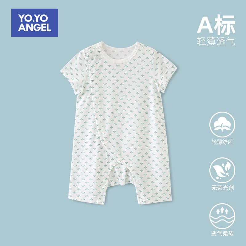 Bebê macacão de manga curta verão leve macacão roupas de bebê roupas de verão de um ano de idade criança Diagonal macacã