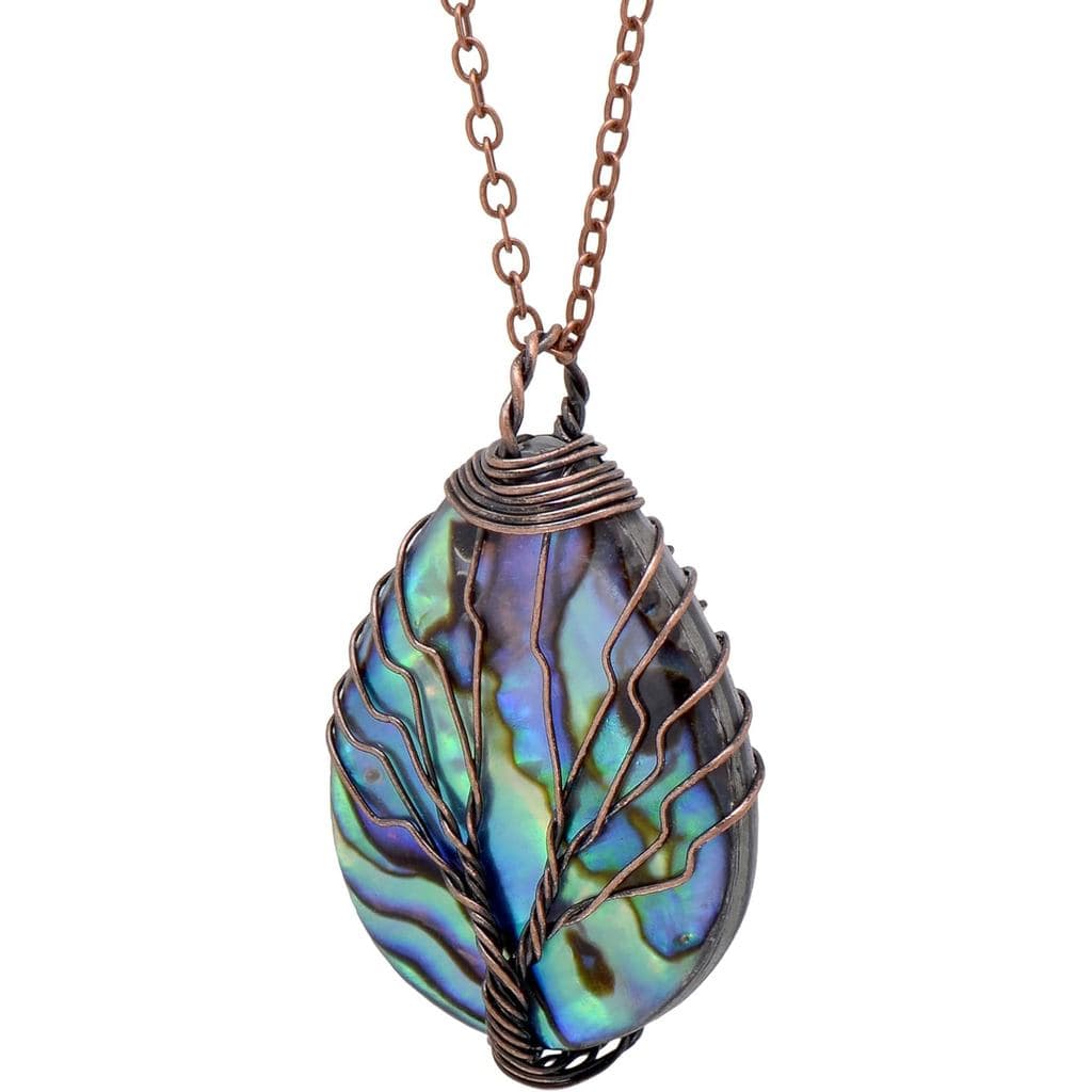 Colar com Pingente Árvore da Vida Envolto à Mão em Concha de Abalone de 1,5" da Joseph Brothers para Mulheres