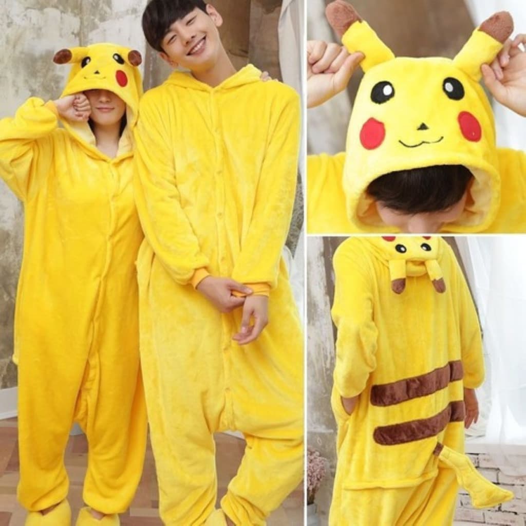 Pijama do Pikachu Kigurumi com Tecido Macio e Confortável para Adultos e Crianças - Modelo PREMIUM