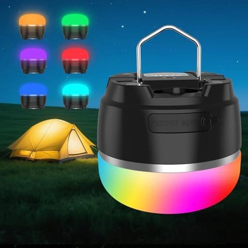 Lanterna De Acampamento LED Recarregável , Luz De Barraca De 1000LM Com 12 Modos De Iluminação RGB , Banco De Potência D