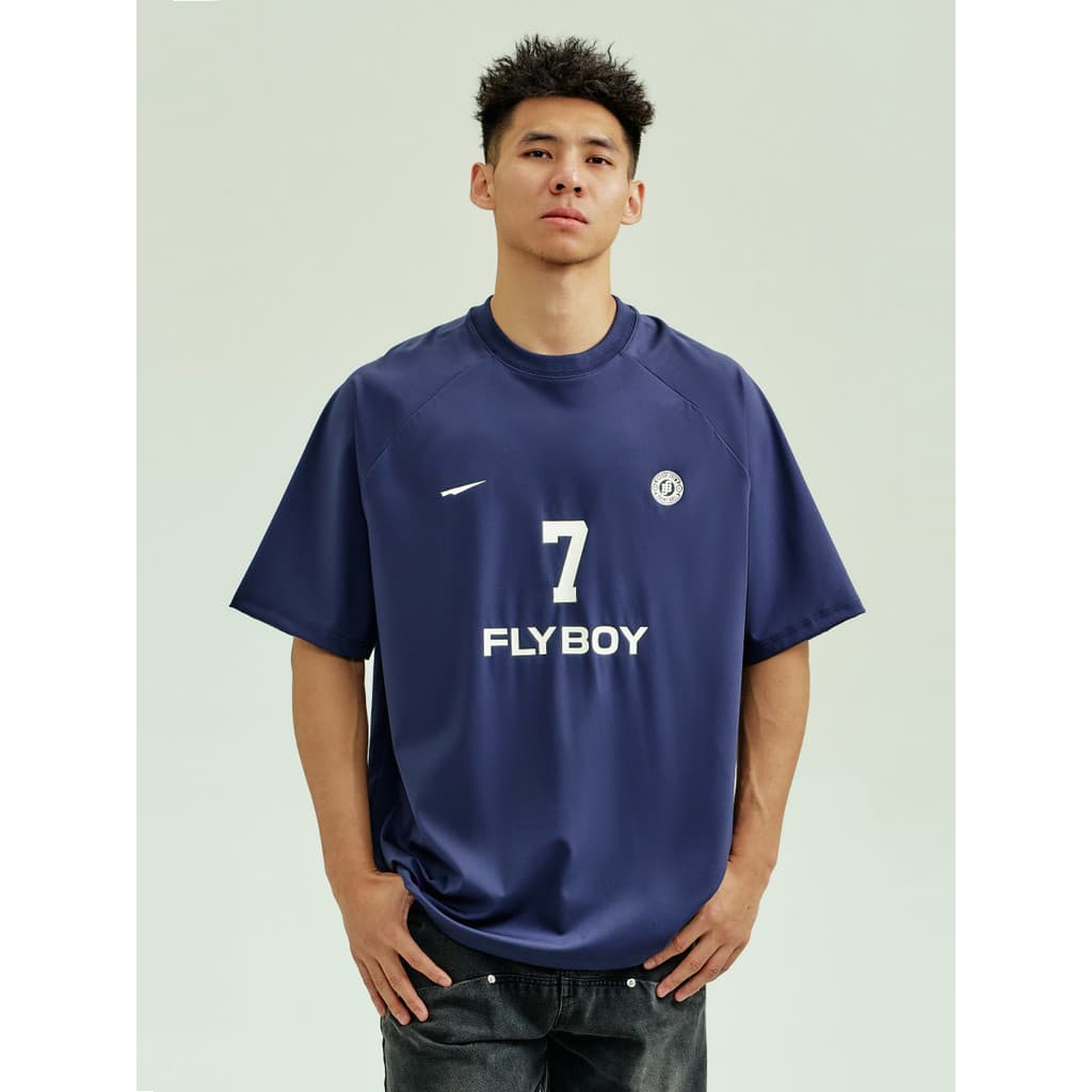 FLYBOY Americano No. 7 camiseta estampada de manga curta elástica macia para ciclismo corrida ao ar livre