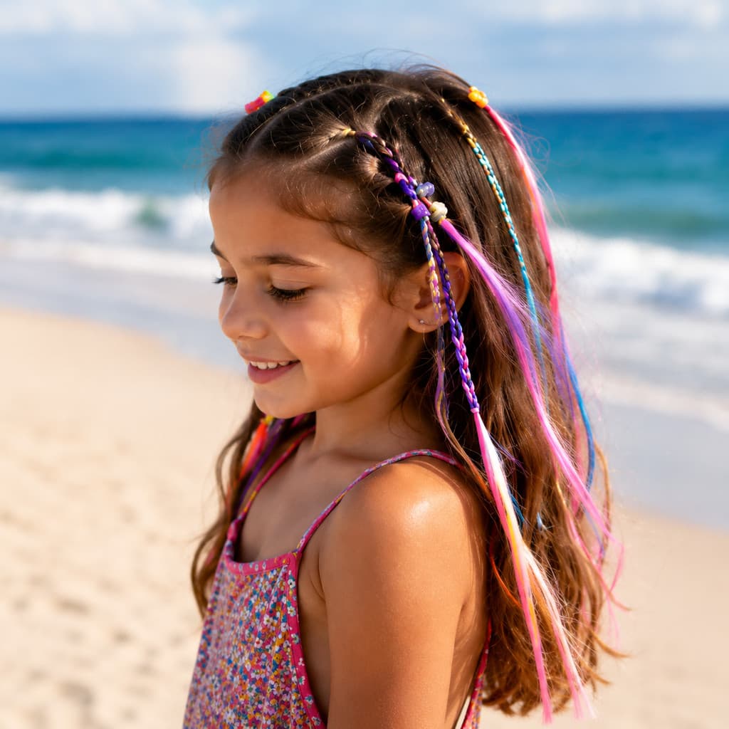 Kit 36/72/12  Peças Mechas Coloridas Infantil com Presilha Trança e Aplique de Cabelo Menina