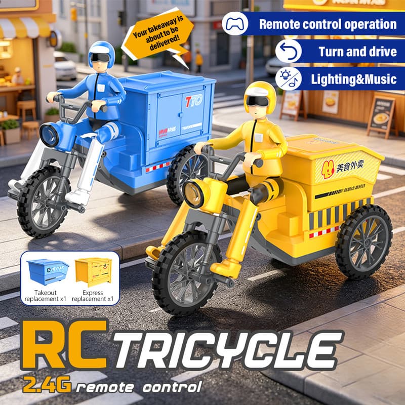 RC Triciclo Entrega Expressa Veículo Carro 2.4G Controle Remoto Três Rodas Modelo De Bicicleta Emulação Elétrica Motocic