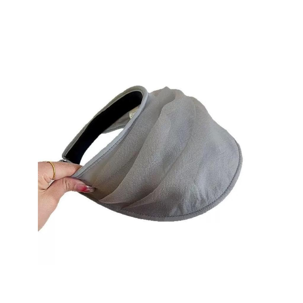 2026 novo estilo chapéu de gaze plissado preto vazio topo chapéu de sol feminino verão protetor solar chapéu de sol viag