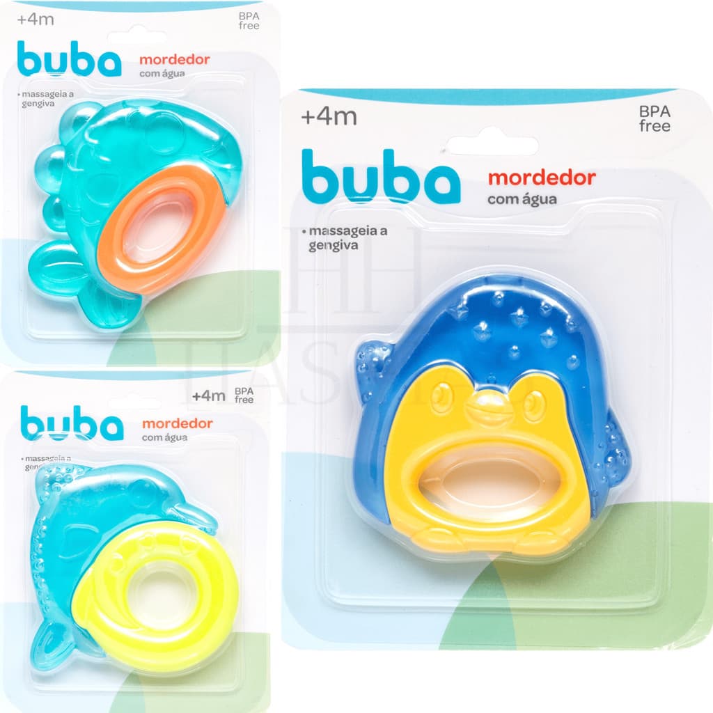 Mordedor De Água Buba Massageador Macio Dente Gengiva Bebe Infantil Brinquedo Peixe Golfinho Azul