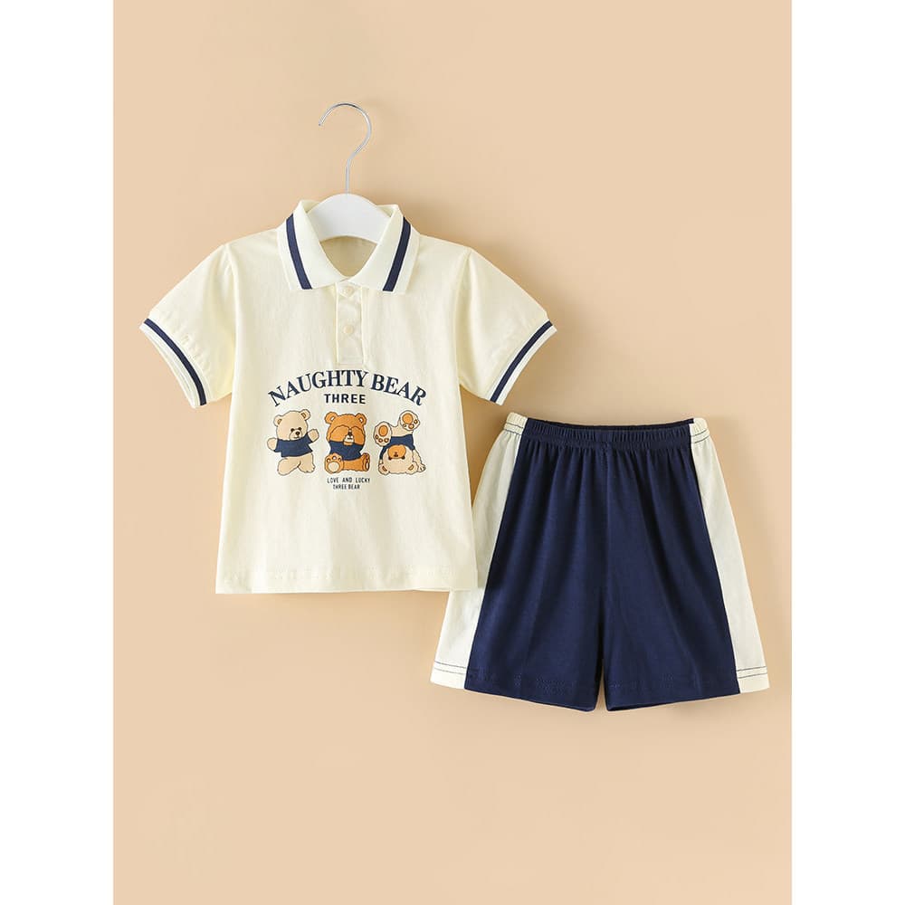 Bonito bebê Super bonito roupas gola polo roupas infantis meninos crianças Shorts casuais de duas peças dividir verão es