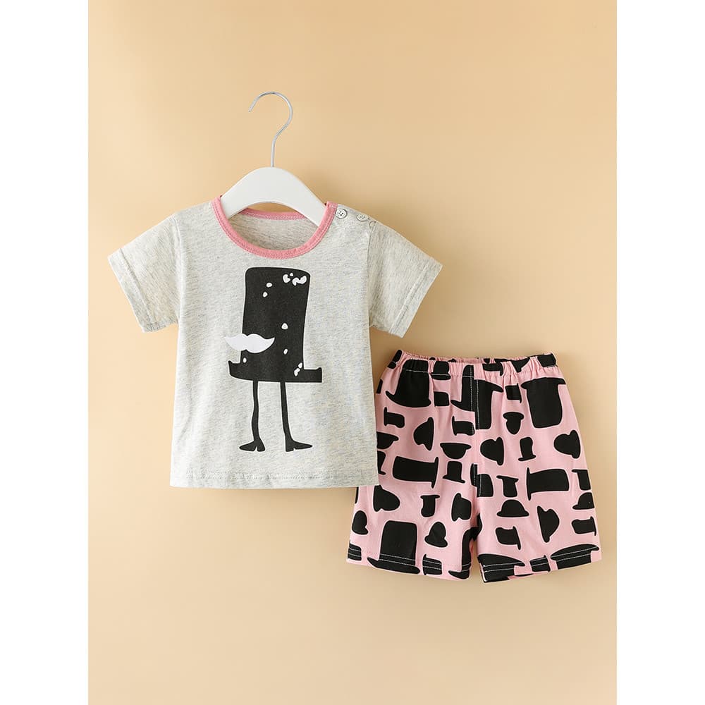 Chuxinguo chuxinguo verão roupas de bebê fino Shorts de manga curta terno roupas de passeio roupas de bebê roupas de ver