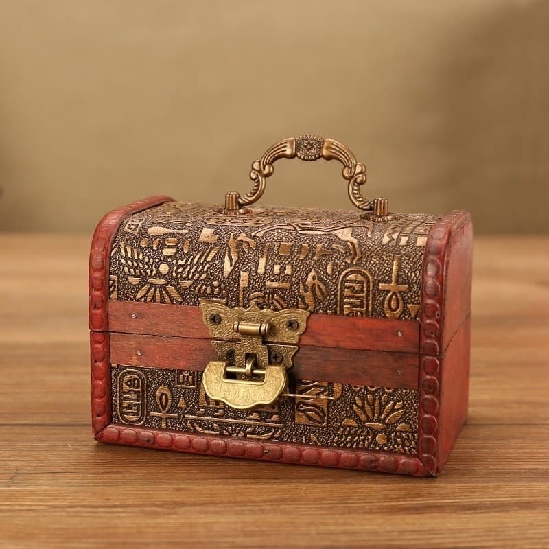 Crianças caixa de jóias Retro caixa de madeira caixa de armazenamento de senha caixa de jóias caixa de tesouro Mini caix