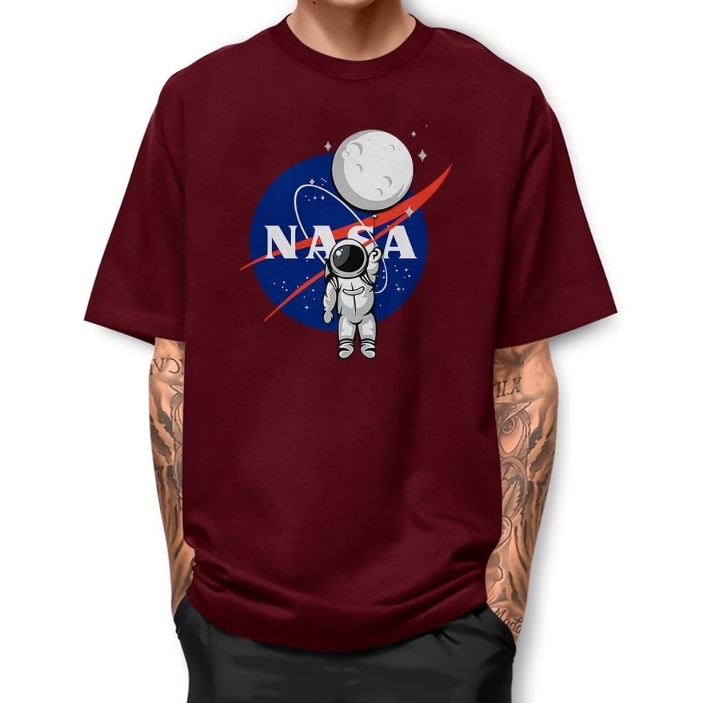 Camiseta Nasa Astronauta Basica Algodao Modelo Gola Redonda Manga Curta BJ2
