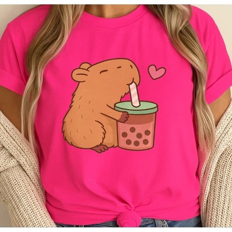 Blusa Feminina Capivara Camiseta Estampa Capibara 100% Algodão Suco Unissex