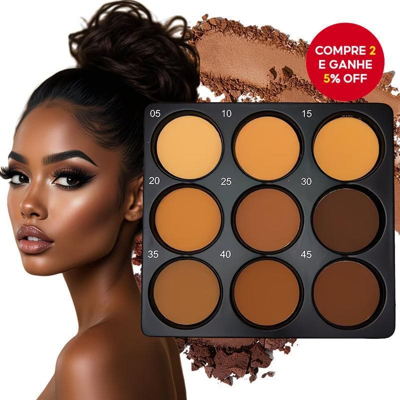 Paleta De Base Dark Bronzer-Corretivo Multiuso De 9 Cores Sombra Para Contorno De Nariz , Controle De Óleo Acabamento Fo