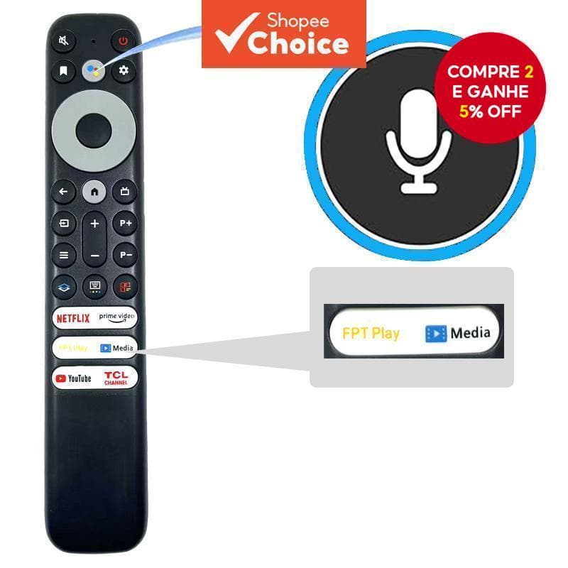 Substituição De Controle Remoto De TV Por Voz Para TCL Smart RC902V FMR3 Controlador De Microfone De Bluetooth