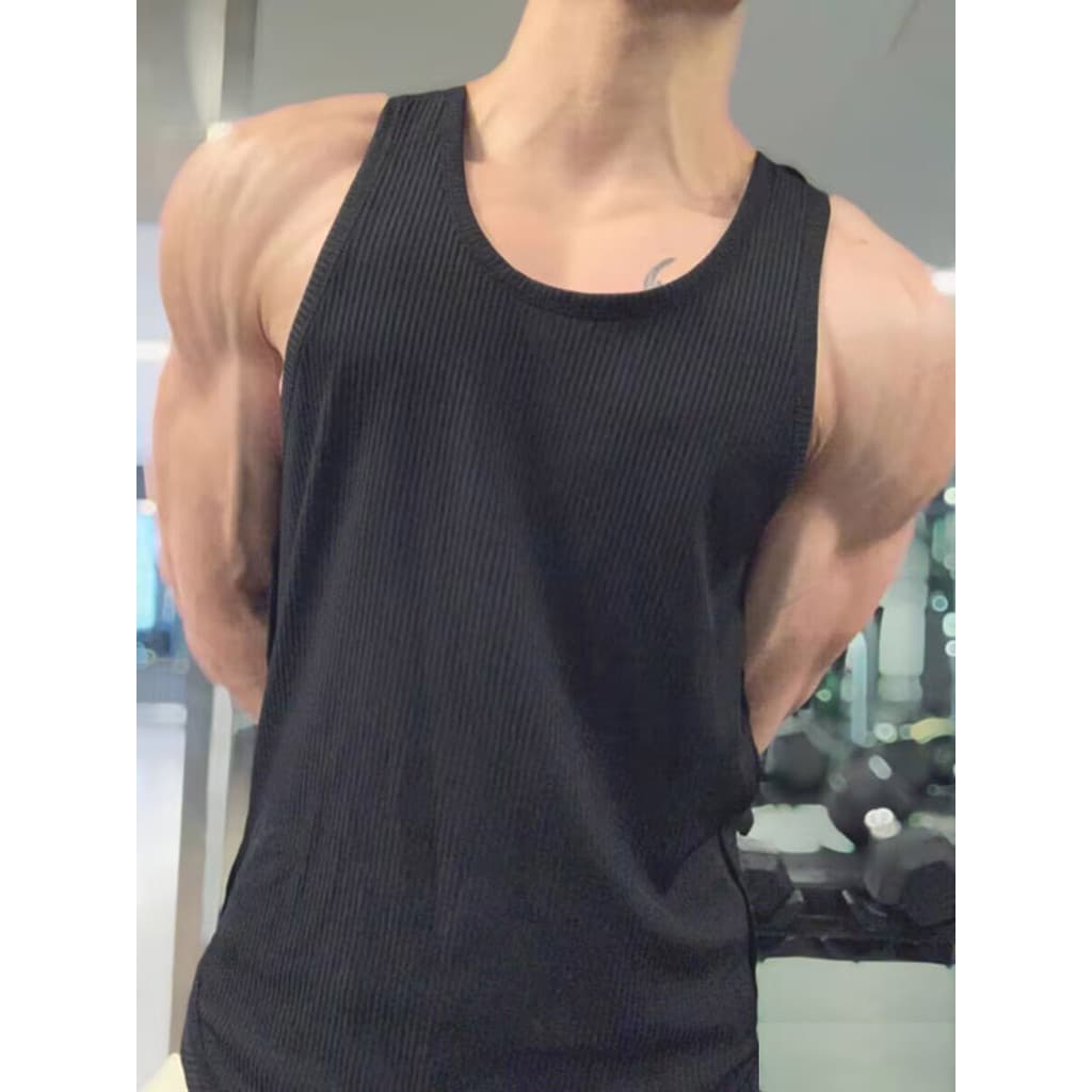 Americano resistente estilo cara puro algodão rosqueado colete muscular masculino apertado estiramento sem mangas camise
