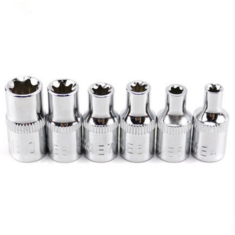 Conjunto de 6 Peças de Soquetes Torx Estrela de 1/4 de Polegada e Brocas E4 E5 E6 E7 E8 E10 Ferramentas Manuais