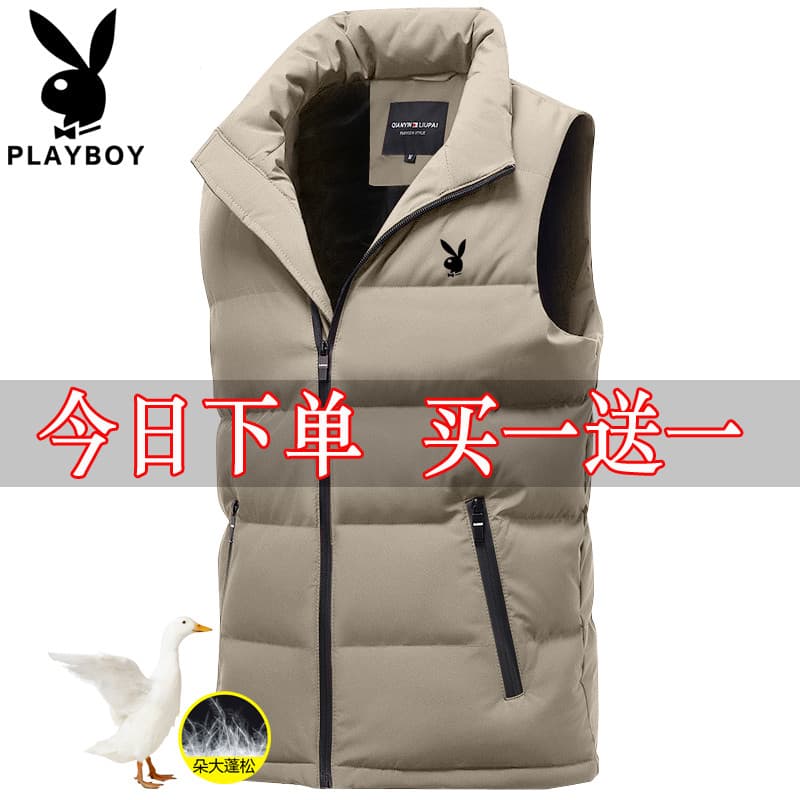 Playboy colete masculino inverno sem mangas colete para baixo algodão quente gola alta na moda outono inverno colete jaq